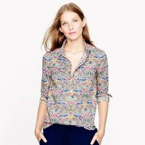 J. Crew Tops - J. Crew X Liberty Popover in Meg's Garden Floral Top Size 8